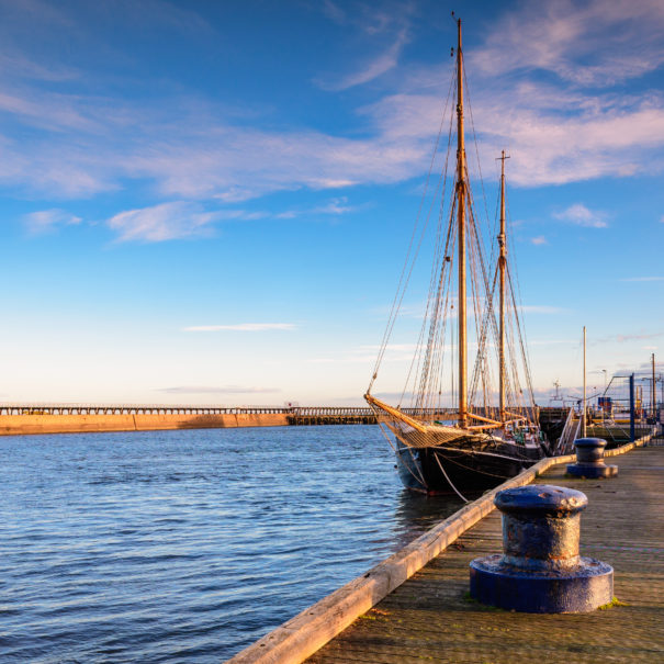 As the river nears its mouth in the North Sea it passes the town of Blyth in Northumberland